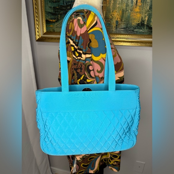 Vera Bradley Quilted Turquoise Shoulder Bag and Wristlet Wallet Phone Purse. - Picture 6 of 16